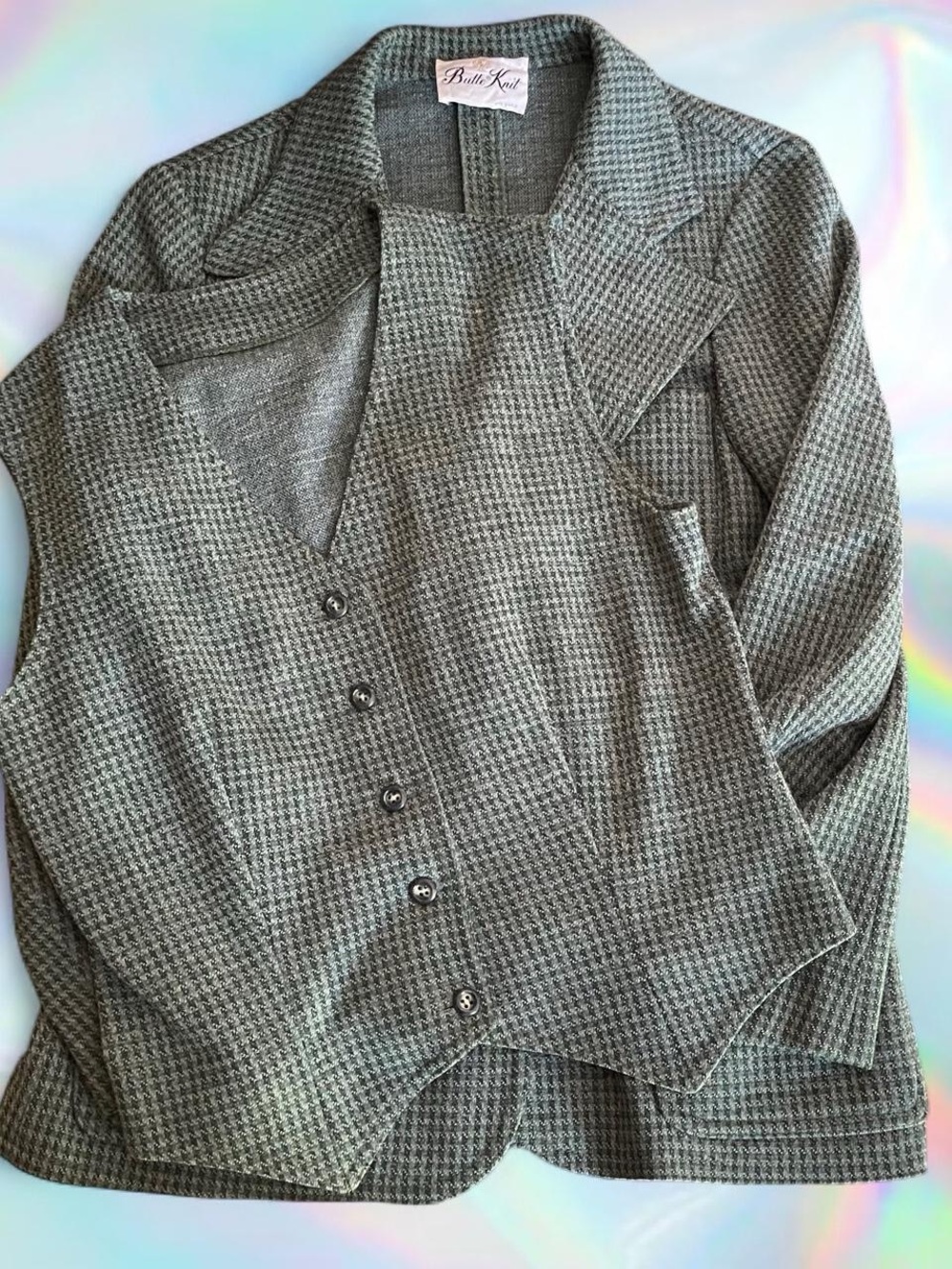 Butte Knit Gray Houndstooth Blazer with Matching Vest